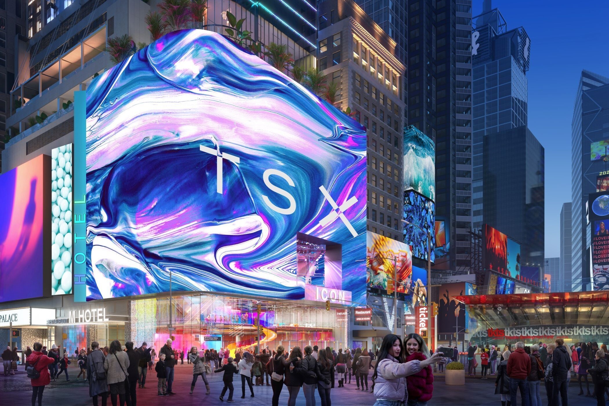 Layar LED Raksasa Menyala di Gedung TSX Broadway