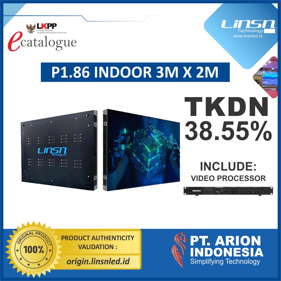 Paket Videotron Indoor P1.86 3mx2m 